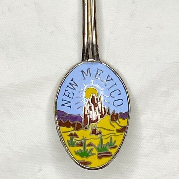 New Mexico Silver Plated Spoon 4 1/4" Painted Collector Travel Souvenir MAFCO - Picture 3 of 5